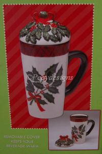 Sakura David Carter Brown HOLIDAY GREENS Holly Mug NEW